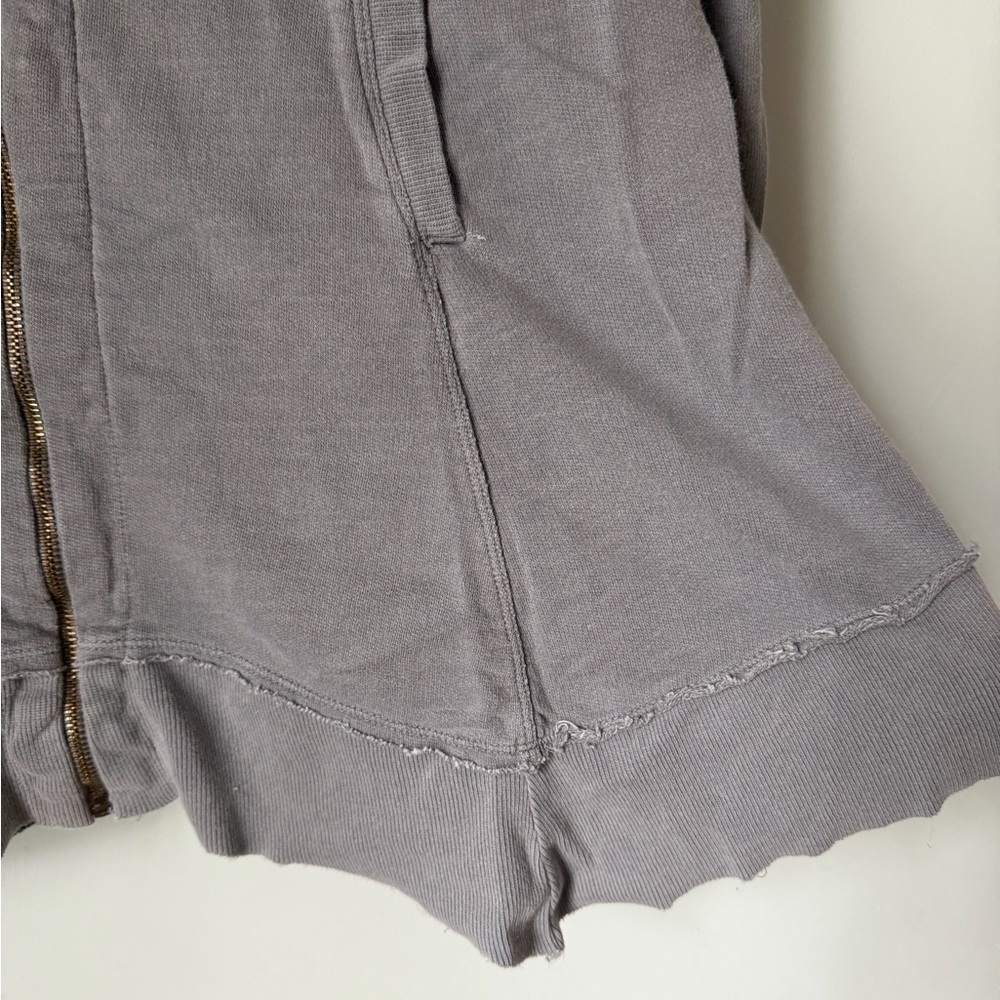 WEARABLES Gray Zip Hoodie Jacket Raw Hem Cotton Sweatshirt Size M - Picture 7 of 7